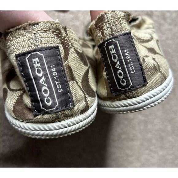 Coach Womens Size 8.5B Katie Canvas Slip On Sneaker Brown Signature Shoes - Picture 4 of 5